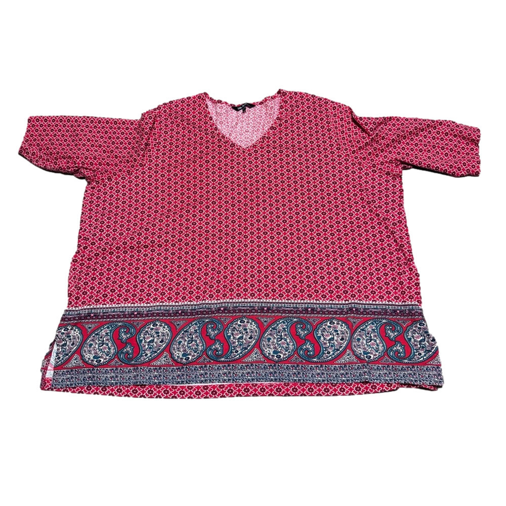 Ulla Popken Floral & Paisley Vneck Cotton Blouse Top Women Size 28/30 - Picture 3 of 12